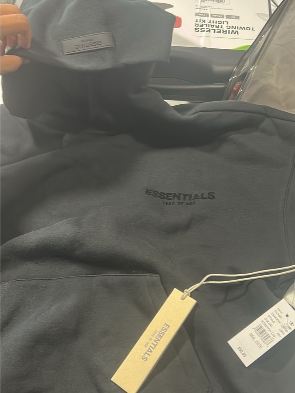 Essentials Men’s Black Crewneck Sweatshirt with Embroidered Logo